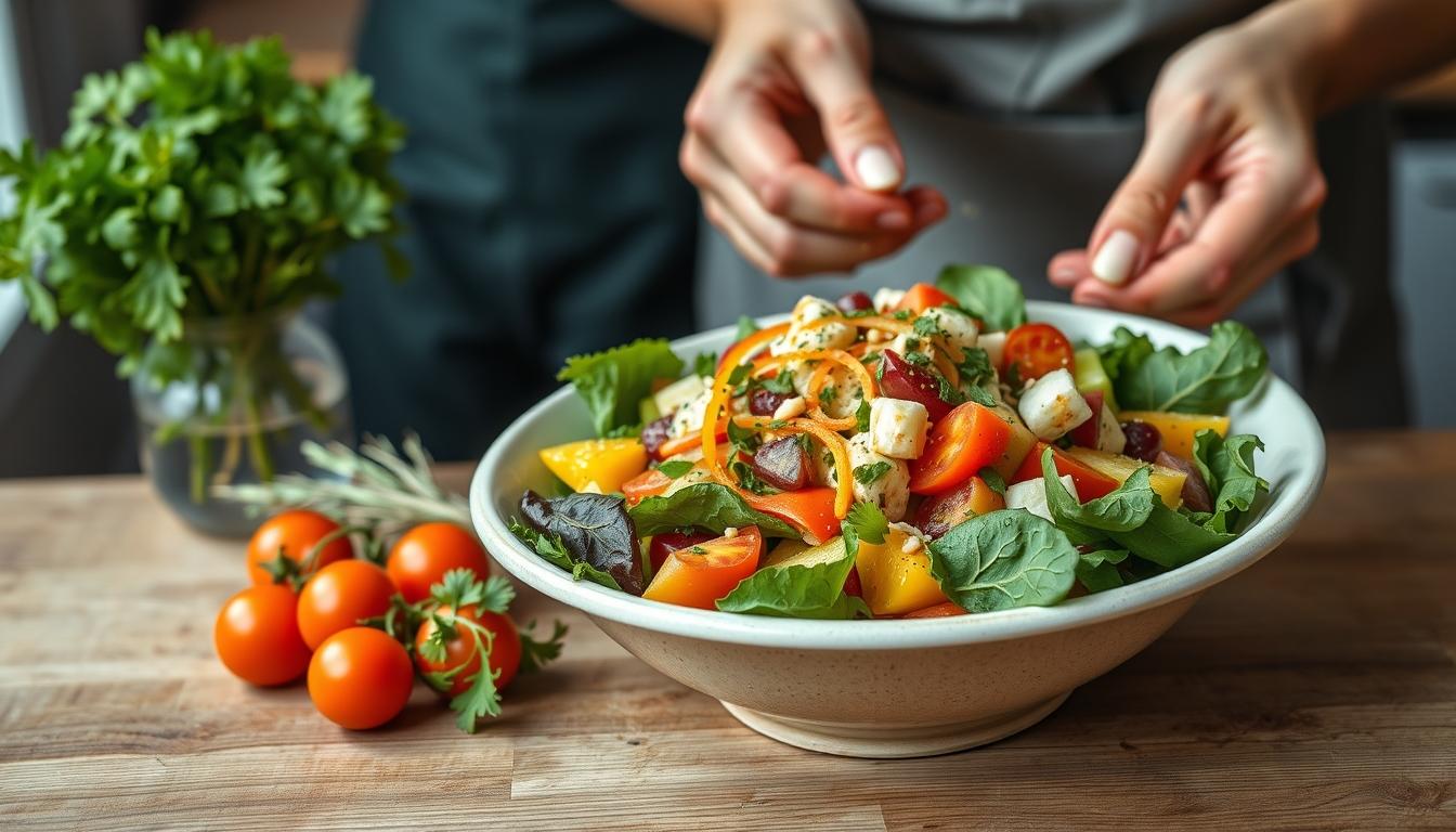 Fresh seasonal ingredients arranged for home cooking